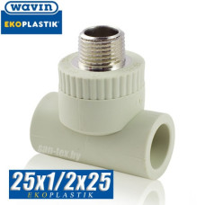 Тройник с наружной резьбой Wavin 25x1/2"x25 мм